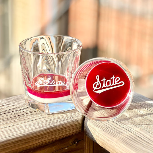 Maroon & White Glassware